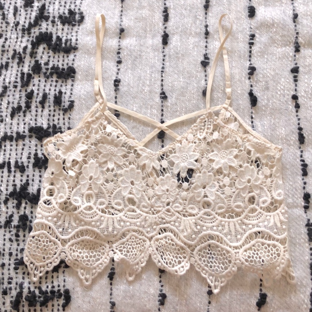 Nasty Gal Crop Crochet Tank Top